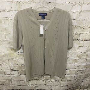 NWT Mountain Lake Beige Knit Short Sleeve Cardigan